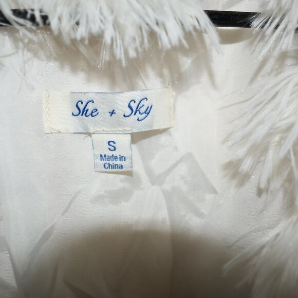 SHE + Sky Faux White Shag Teddy Jacket cruella de vil costume idea - Picture 3 of 6